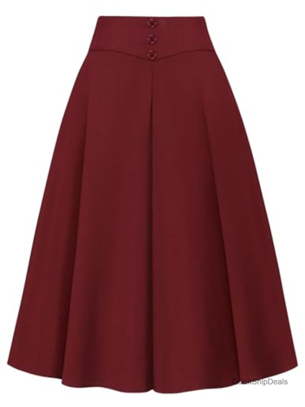 Womens High Waisted Midi A-Line Skirt Pleated Work Business Casual